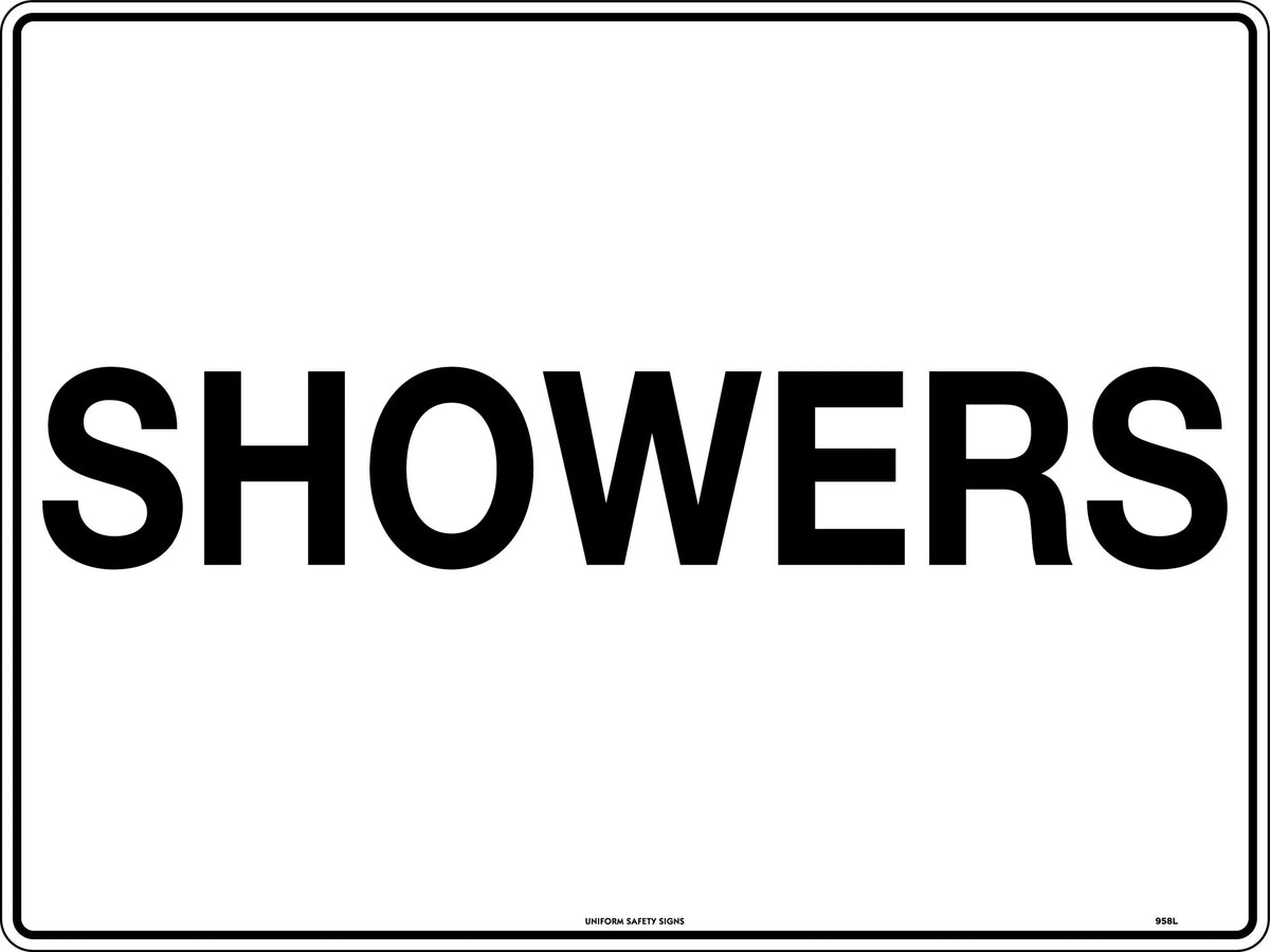 600x400mm Poly Shower Sign | Industrial Wash Areas | Uniform Safety Signs