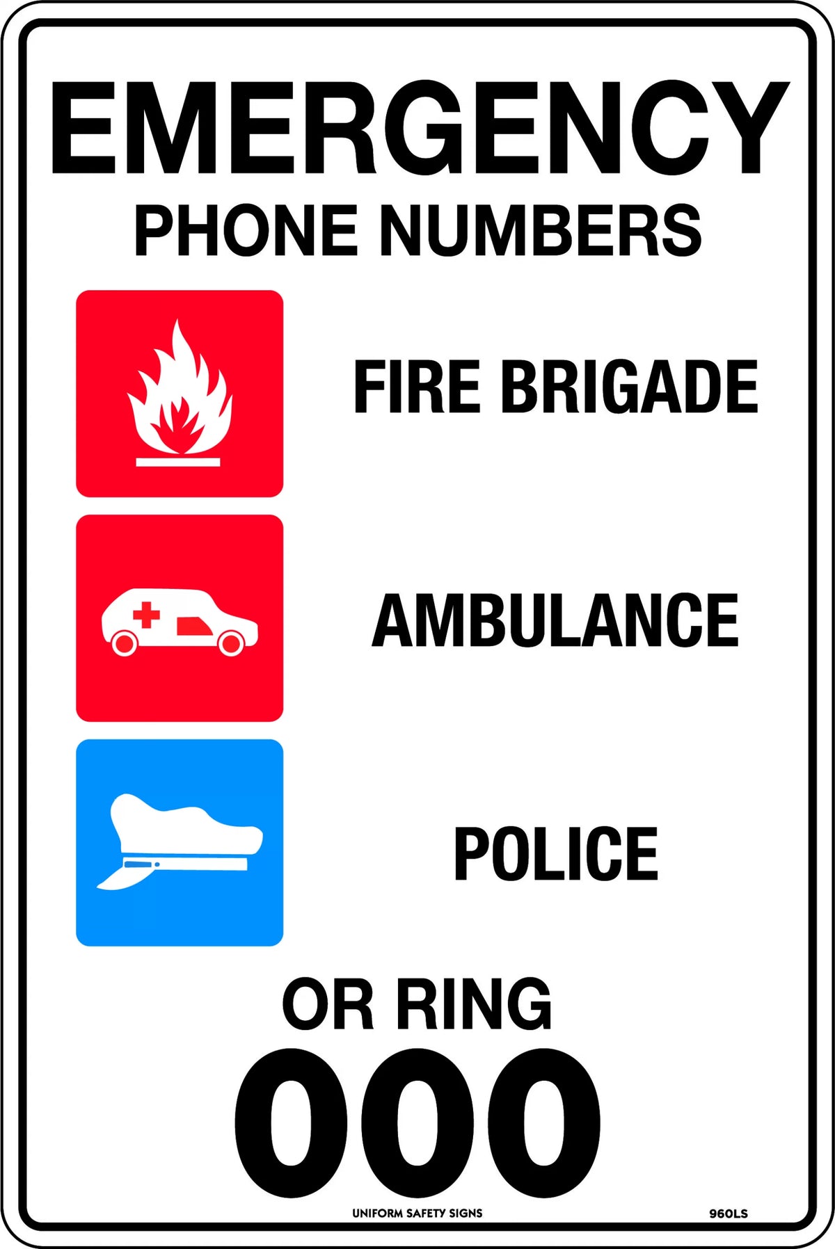 450x300mm Emergency Contact Sign | Industrial Sites | Uniform Safety Signs