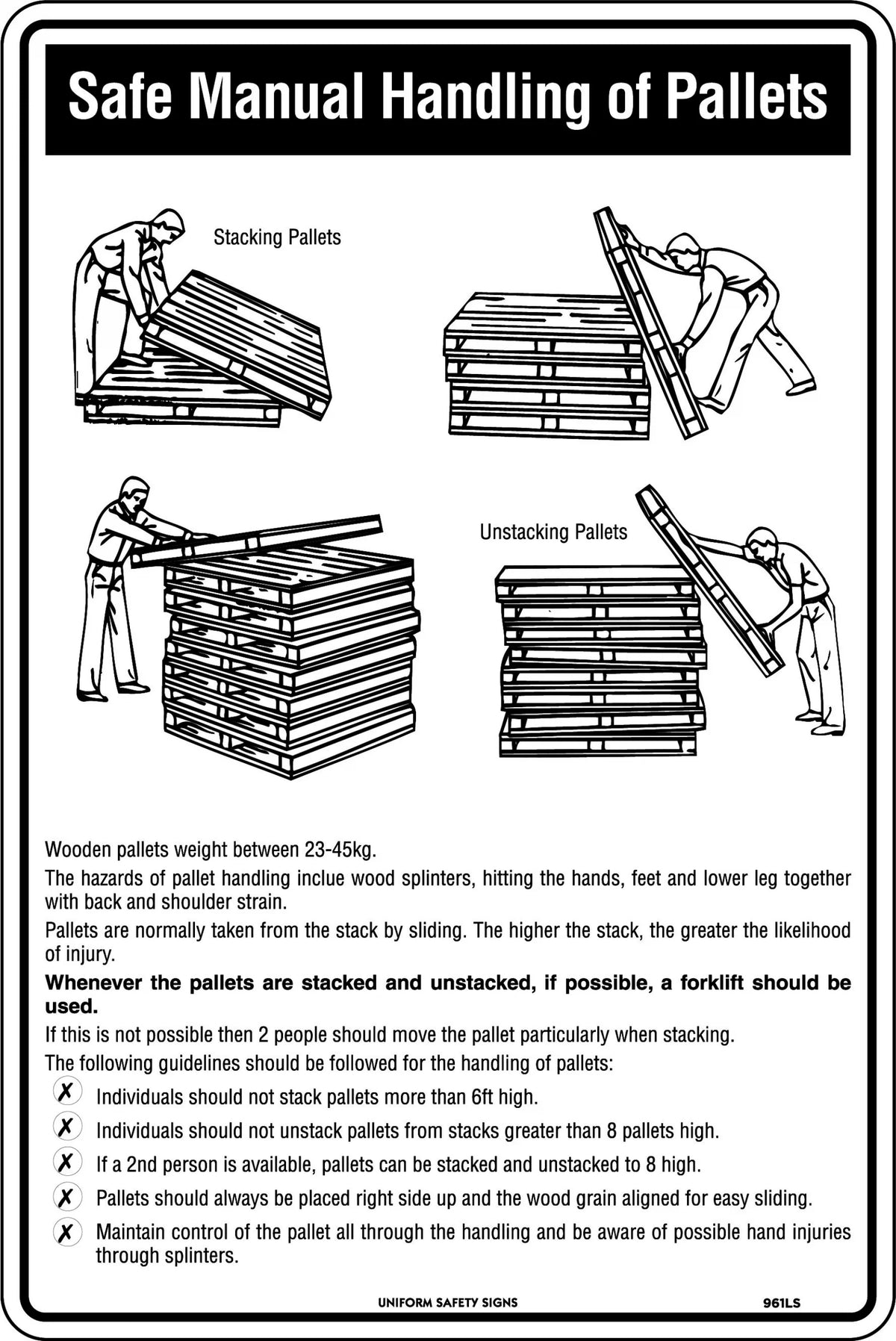 Poly Safe Manual Handling Sign | Warehouse Loading Docks | Uniform Safety Signs