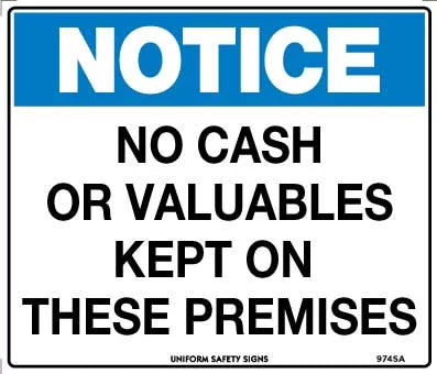 140x120mm Notice Sign | Retail and Office Security | Uniform Safety Signs