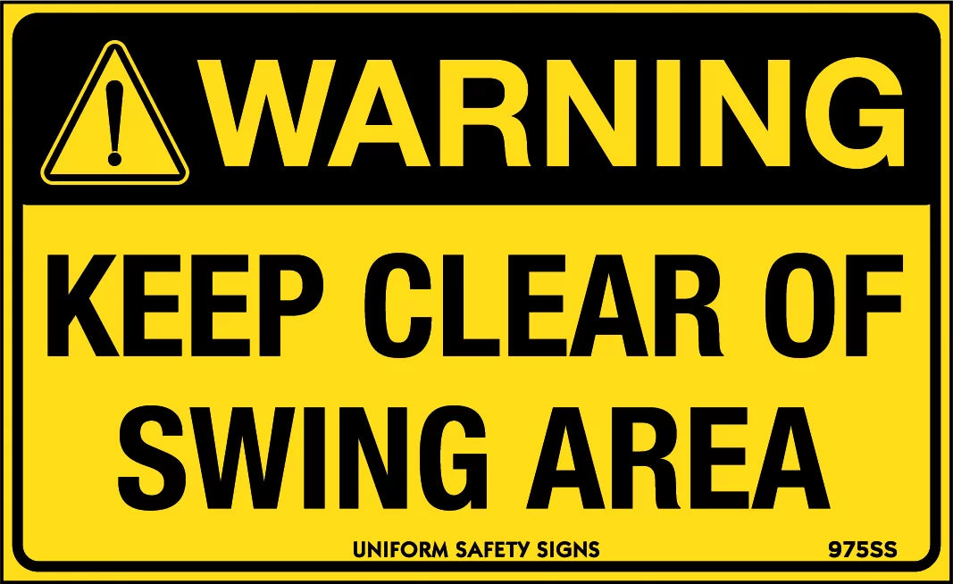 Self Adhesive Swing Area Warning | Machinery Zones | Uniform Safety Signs