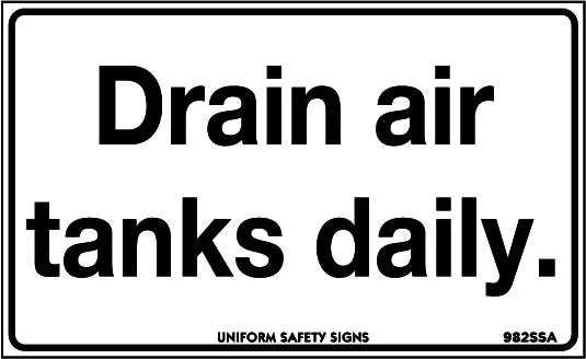 Self Adhesive Drain Air Tanks Sign | Workshop Use | Uniform Safety Signs