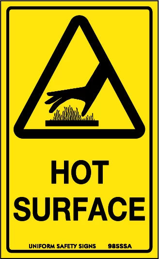 90x55mm Hot Surface Labels | Machinery Safety | Uniform Safety Signs