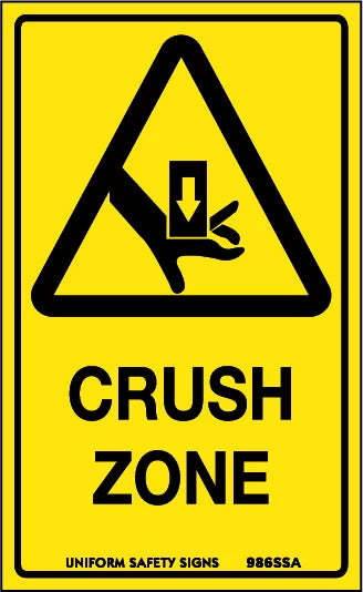Self Adhesive Warning Crush Zone | Machinery Safety | Uniform Safety Signs