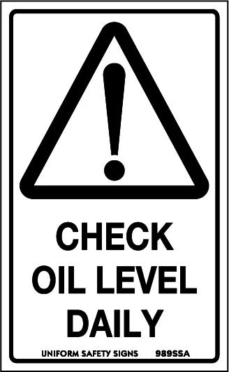 Self Adhesive Oil Check Signs | Machinery Maintenance | Uniform Safety Signs