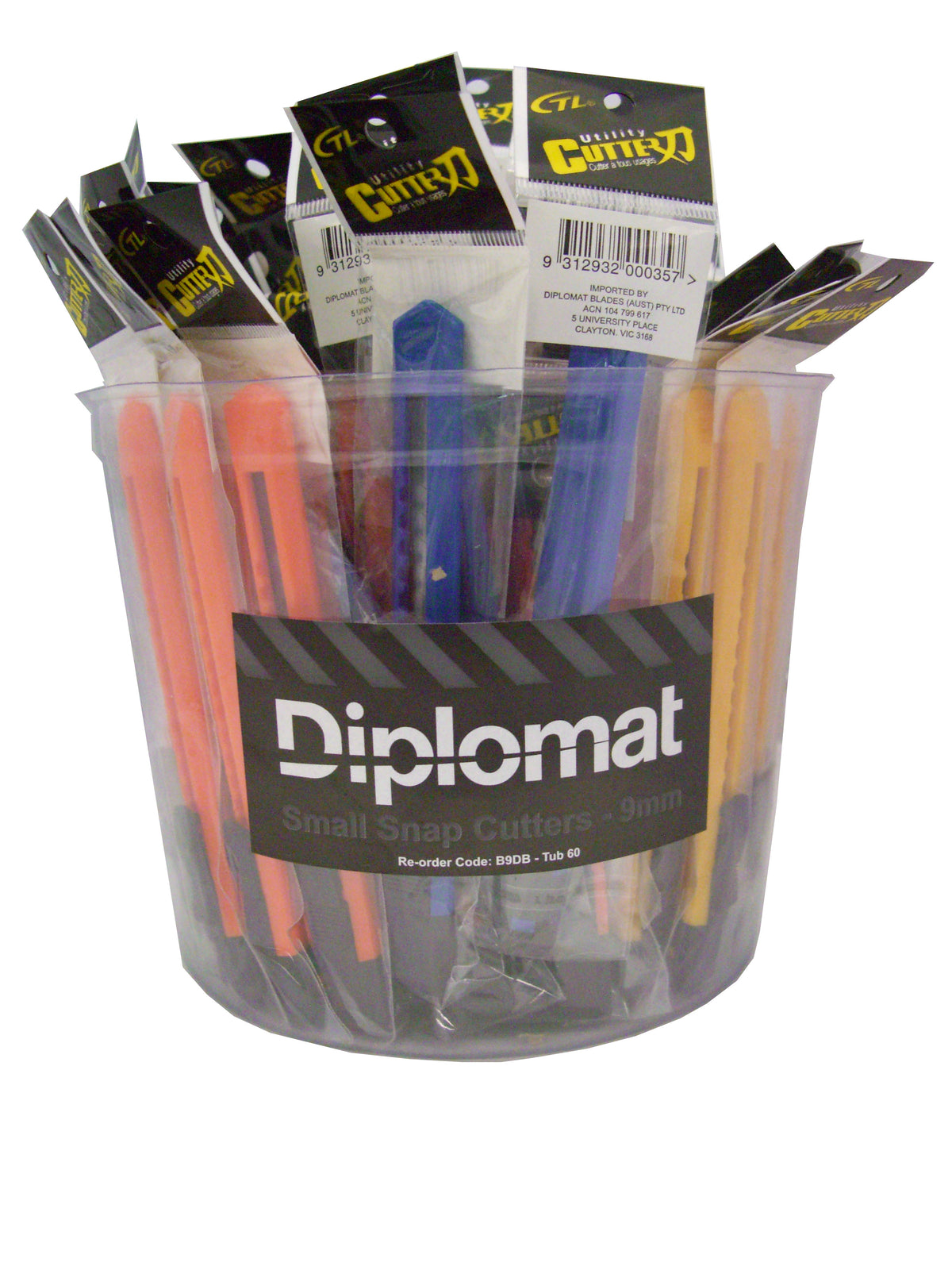 9mm Plastic Snap-Off Cutters, 60 per Tub