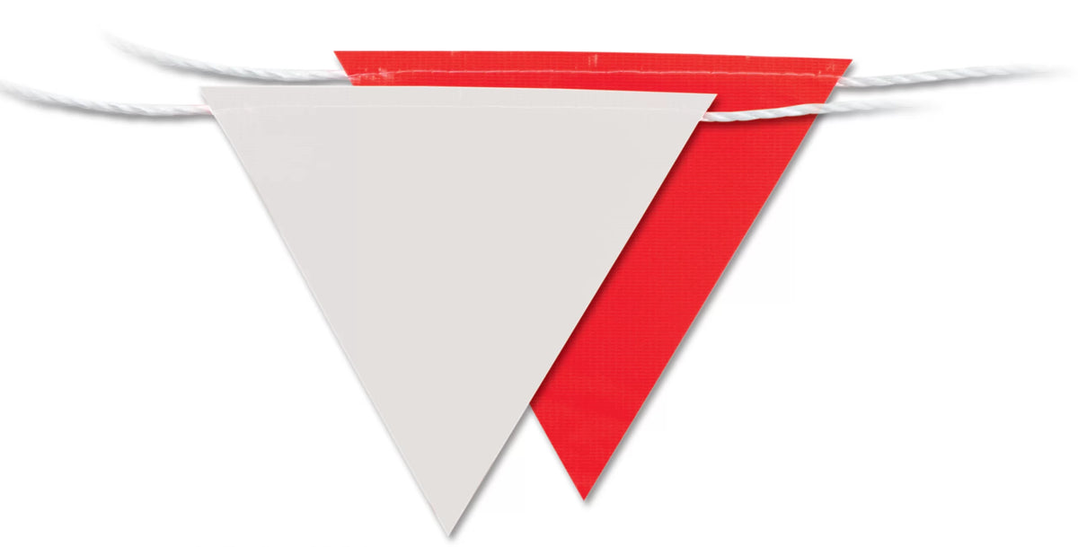 30m Red & White Bunting Flags | Site Zoning & Site Marking | Uniform Safety Signs