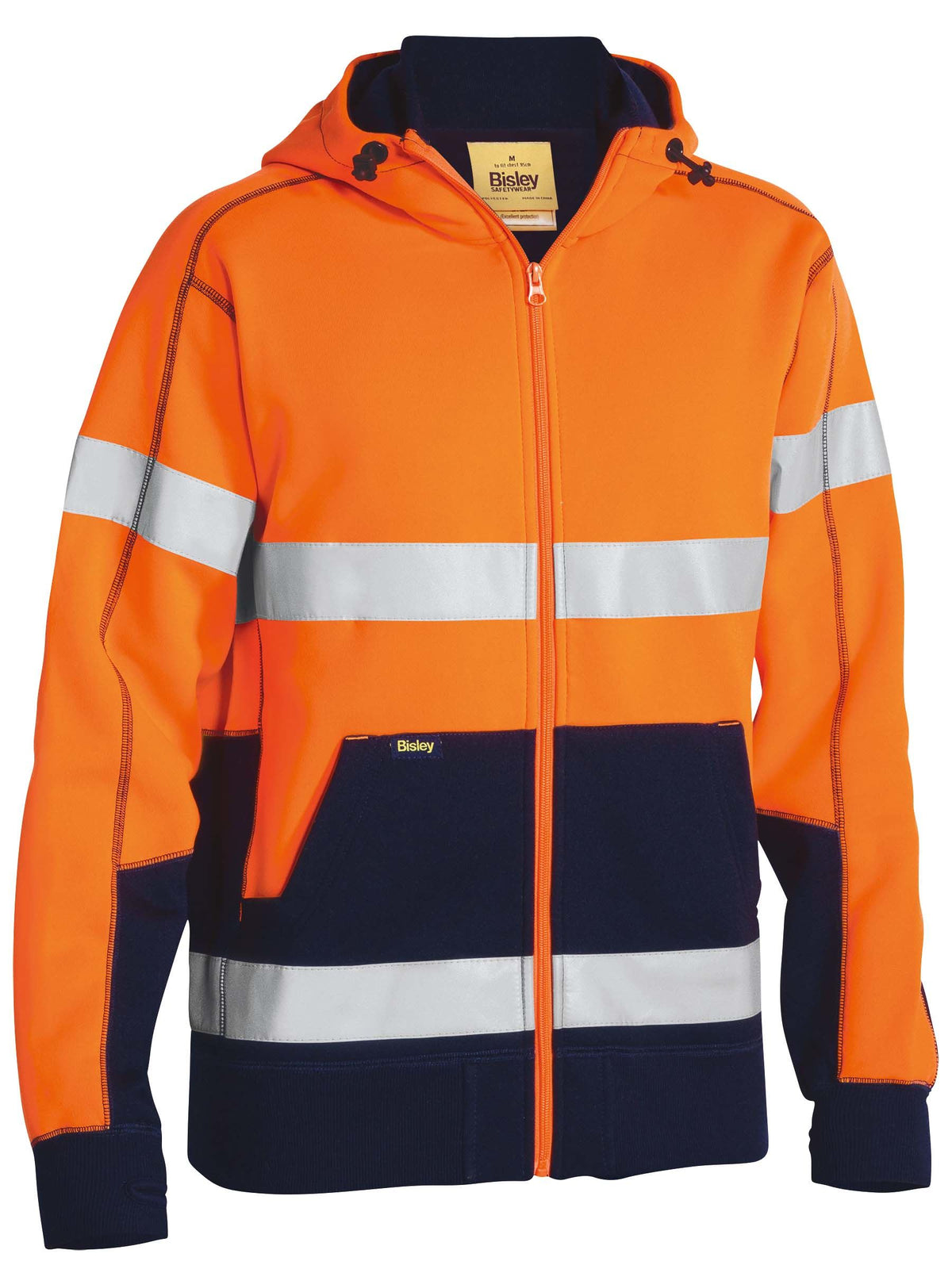 Hi Vis Zip Fleece Hoodie with Sherpa Lining - view 2