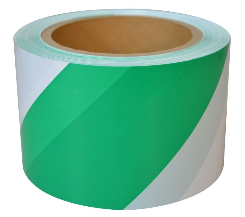 Green and White Barricade Tape