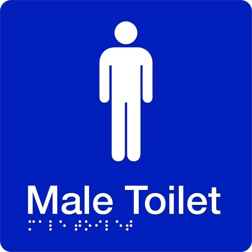 180x180mm Braille Male Toilet Sign | Commercial Amenities | Uniform Safety Signs
