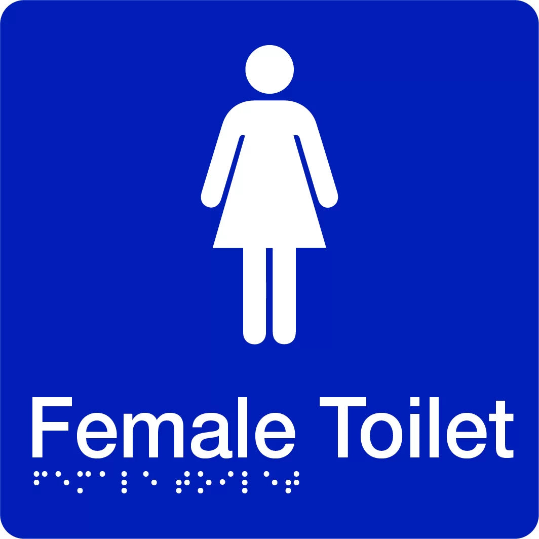 180x180mm Braille Female Toilet Sign | Public Facilities | Uniform Safety Signs