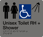 Right 180x210mm Braille Toilet & Shower Sign | Uniform Safety Signs, view 2