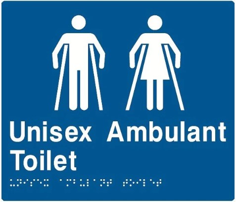 180x210mm Unisex Ambulant Toilet Sign | Public Facilities | Uniform Safety Signs