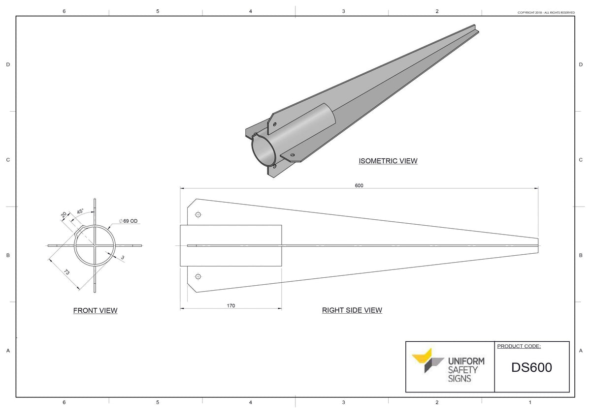 450mm Driveable Sleeve | Sign Post Sleeve | Uniform Safety Signs, view 3
