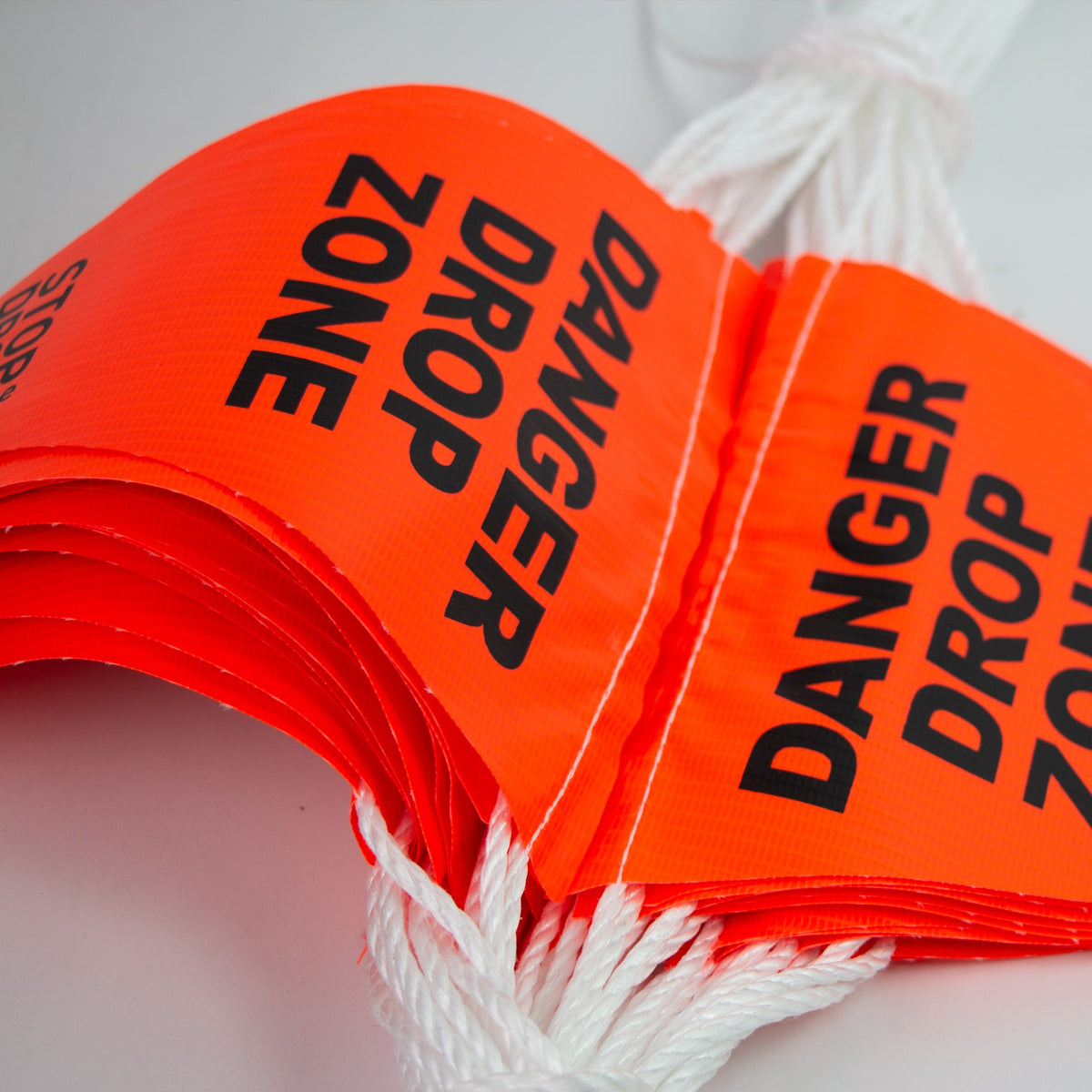 GRIPPS "DANGER DROP ZONE" Bunting Safety Flags on Rope - Orange