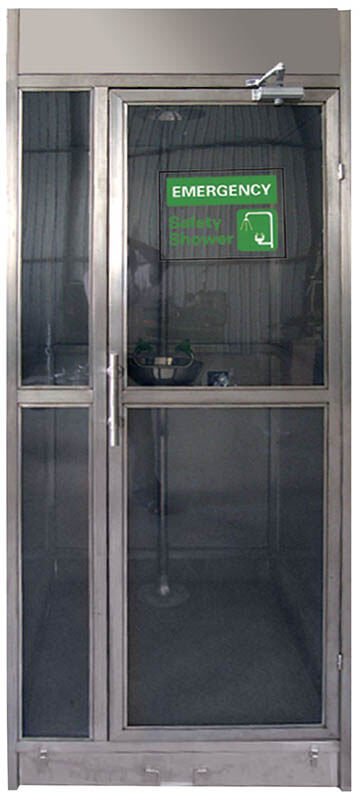 Enclosed Stainless Steel Decontamination Shower and Eye Wash Booth - view 1
