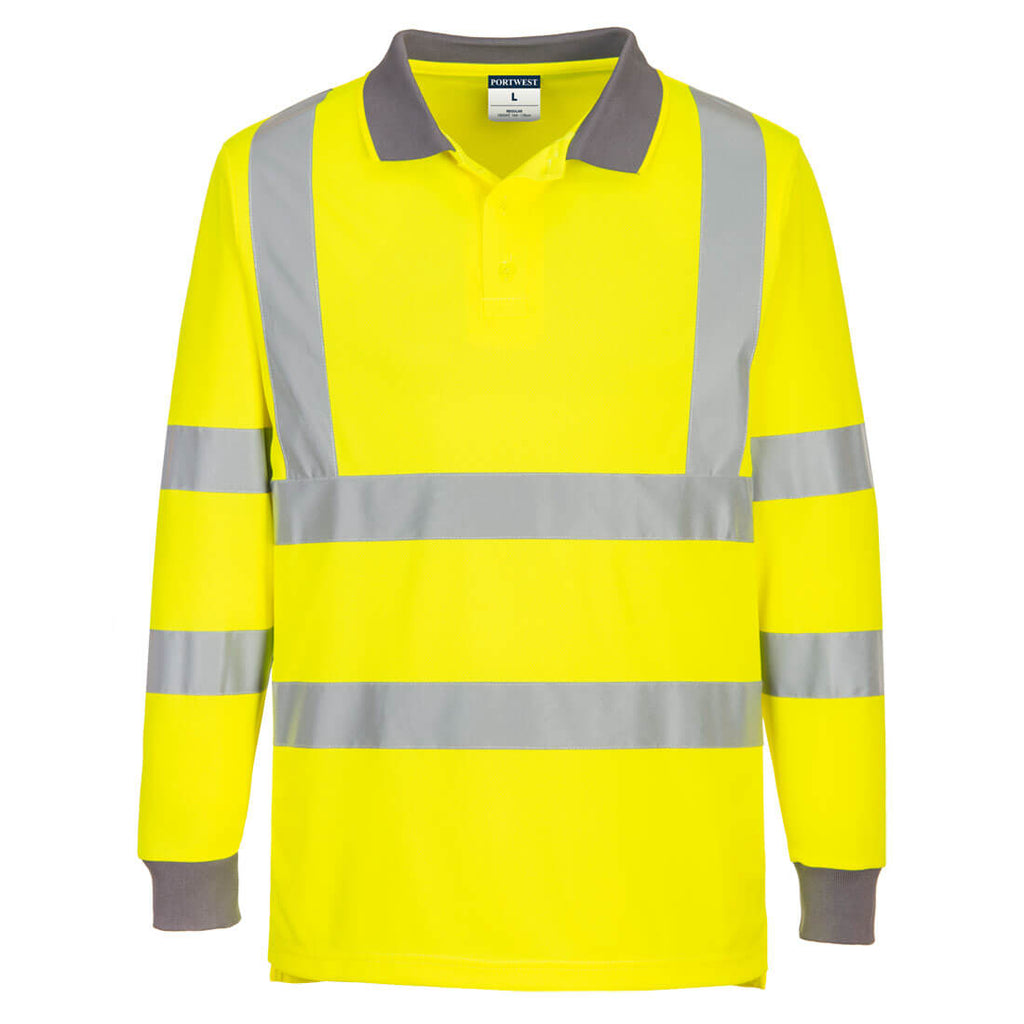 Eco Hi-Vis Long Sleeve Polo Shirt 6 Pack - view 2