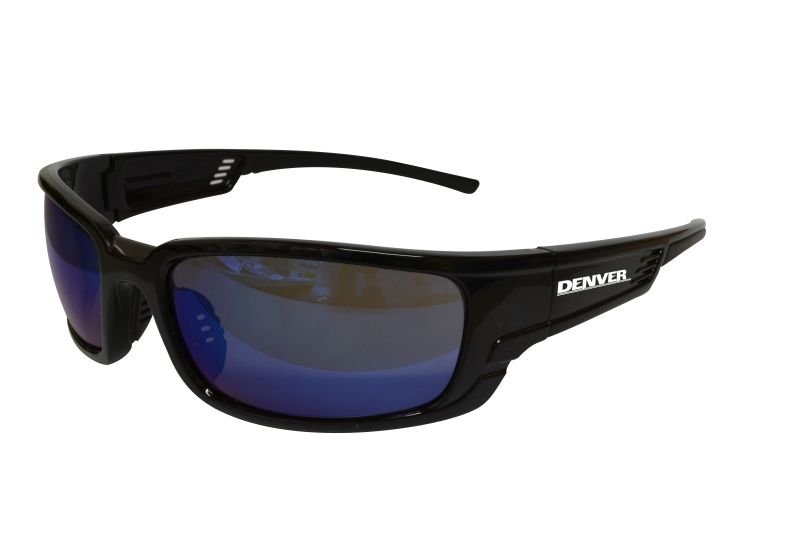 Denver Premium Safety Glasses Black Frame Blue Mirror Lens