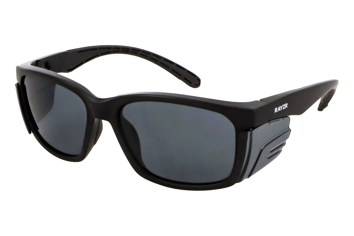 Matte Black Safety Glasses with Smoke Polarised Lenses - view 1