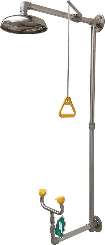 Wall-mounted emergency shower and eye wash unit - view 1
