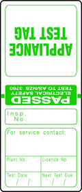 Green Electrical Test Tags | Site Maintenance | Uniform Safety Signs