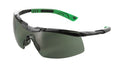 5X6 Safety Glasses Gunmetal Green Frame Smoke Lens