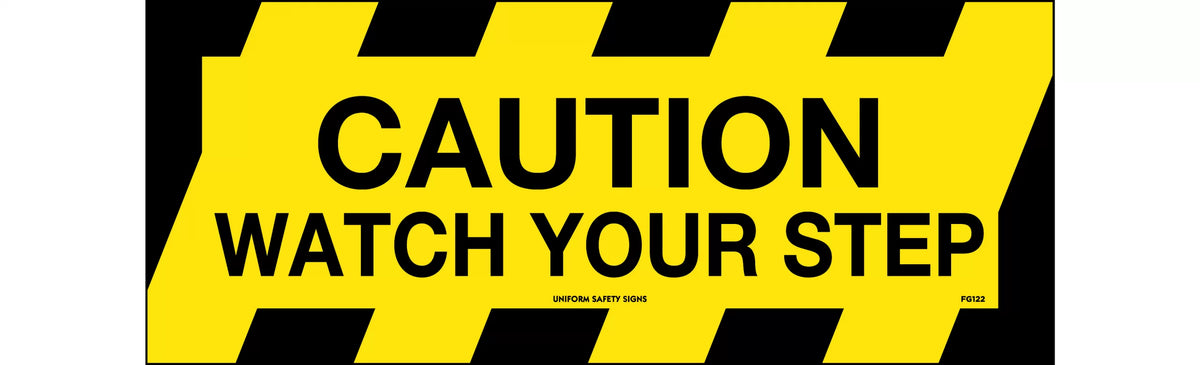 450x180mm Caution Floor Graphic | High-Traffic Walkways | Uniform Safety Signs