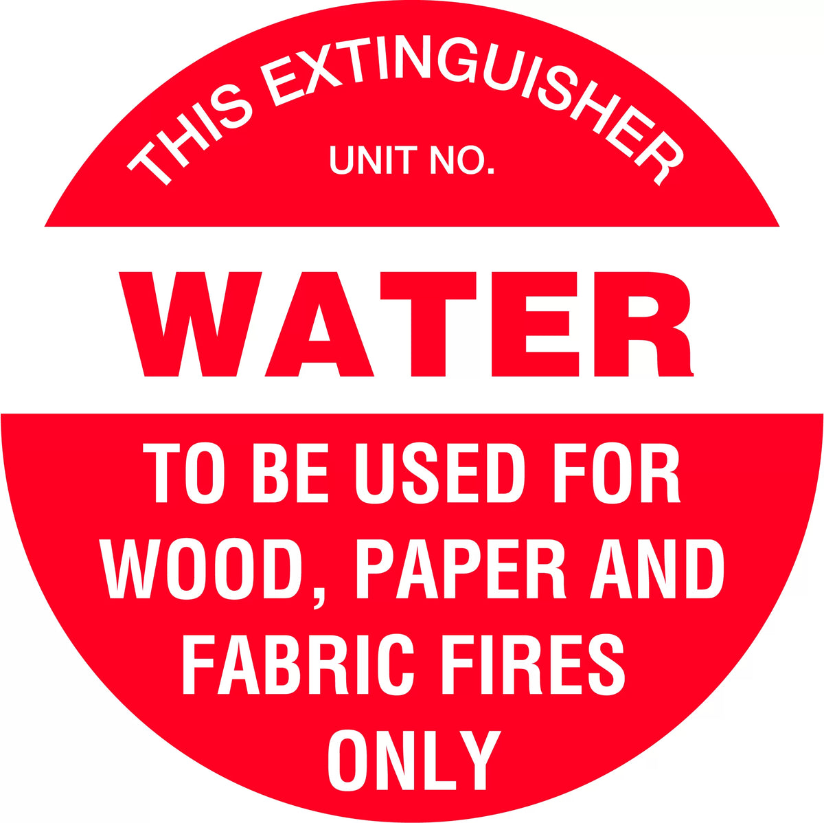 200mm Disc Water Fire Extinguisher Marker | Industrial Sites | Uniform Safety Signs