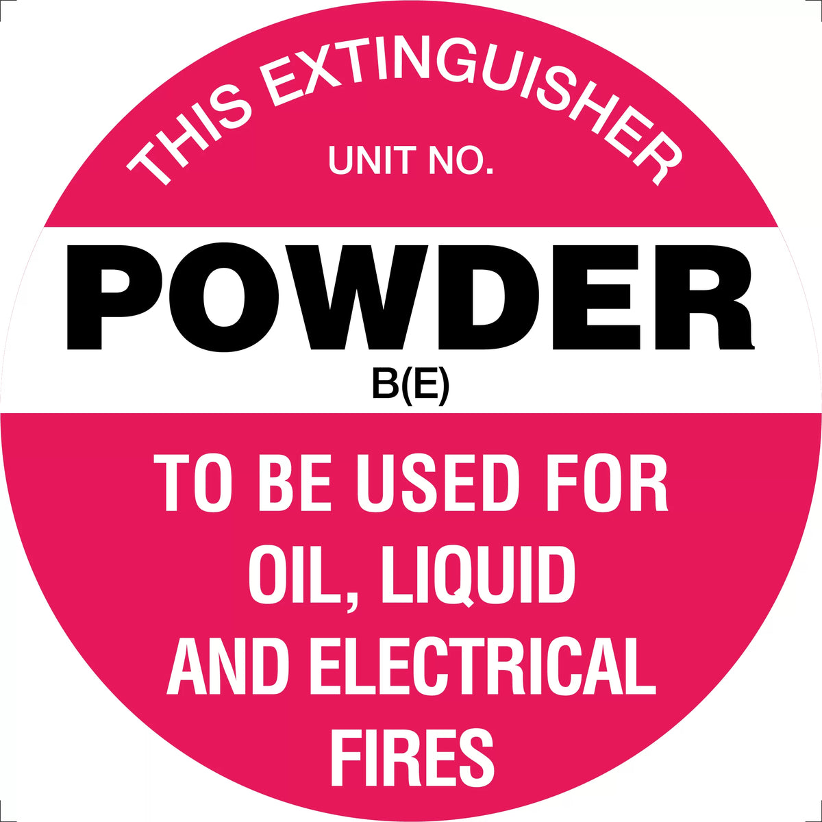 200mm Powder B(E) Marker | Fire Equipment Identification | Uniform Safety Signs