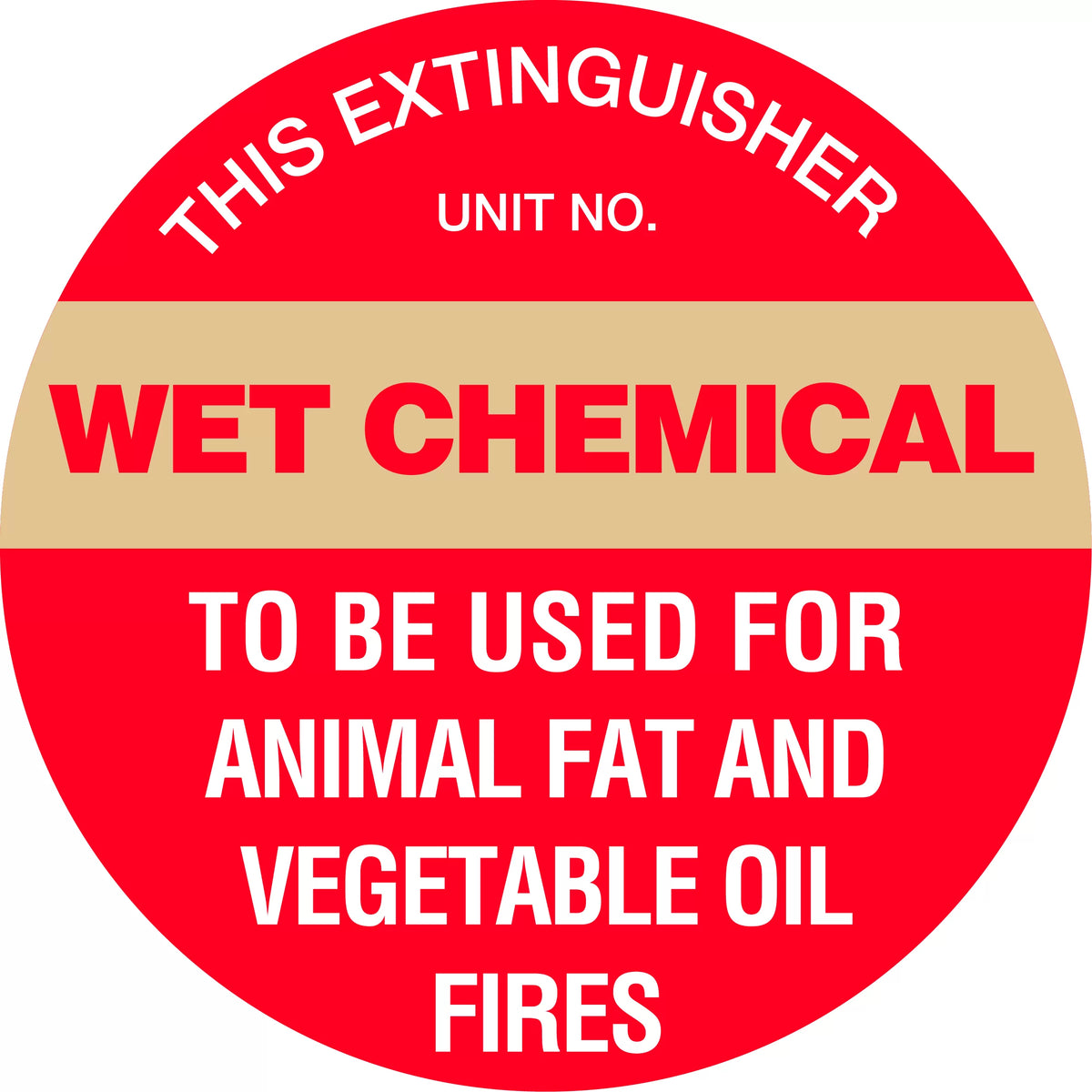 350mm Gold Wet Chemical Marker | Commercial Kitchens | Uniform Safety Signs