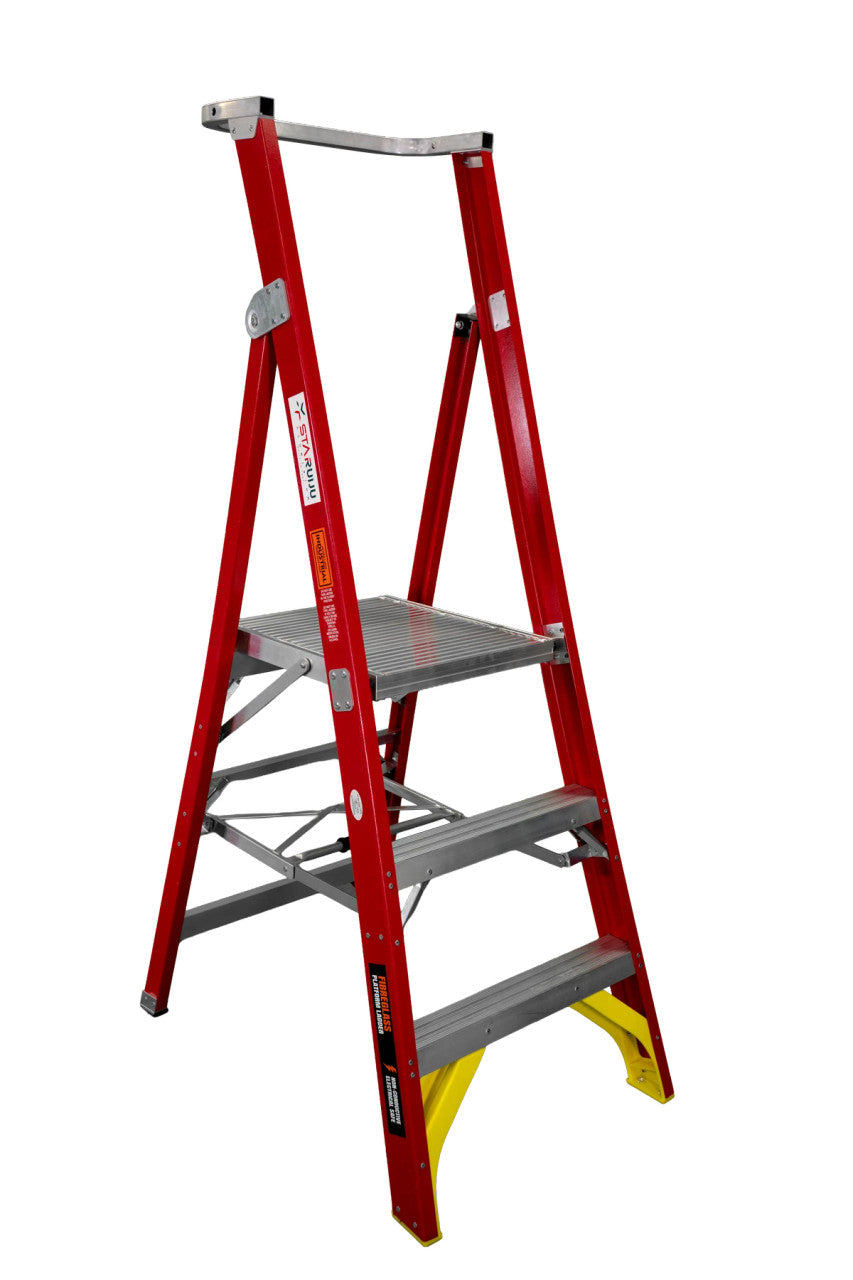 3 Step Fibreglass Platform Ladder | Warehouse Access | Staruiju, view 2