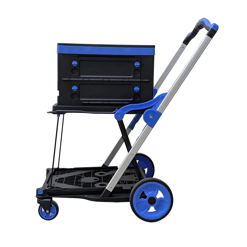 90kg Folding Platform Trolley with Lidded Basket