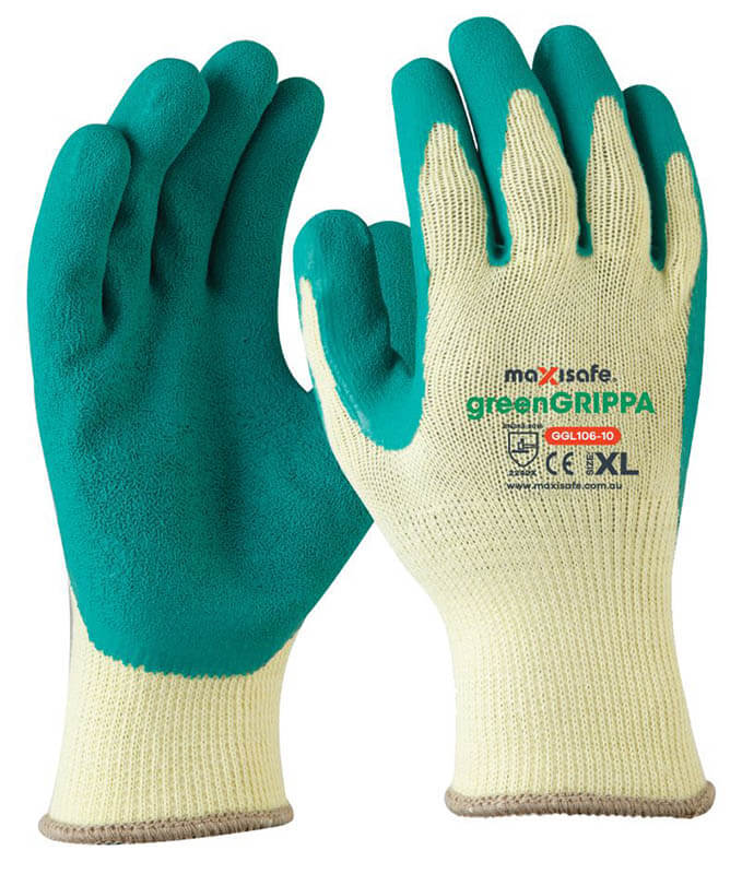 Green Grippa Knitted Poly Cotton Glove with Green Latex Palm - view 1