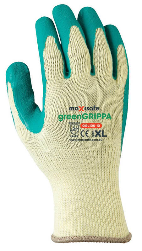 Green Grippa Knitted Poly Cotton Glove with Green Latex Palm - view 2