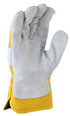 Grey Split Palm Yellow Cotton Back Glove - view 3