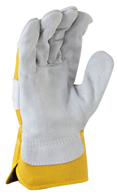 Grey Split Palm Yellow Cotton Back Glove - view 3