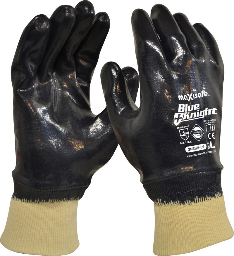 Nitrile Fully Dipped Gloves with Knit Wrist - view 1