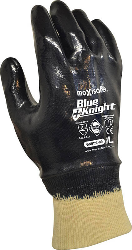 Nitrile Fully Dipped Gloves with Knit Wrist - view 2