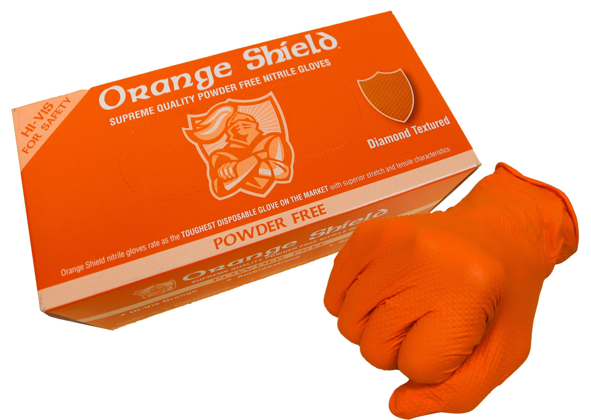 Orange Shield Extra Heavy Duty Nitrile Gloves with Diamond Grip - view 1