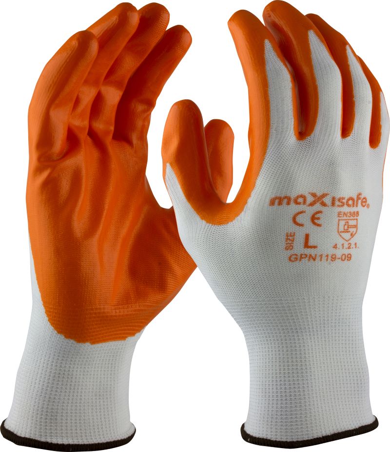 Orange Nitrile Coated Polyester Glove - view 1