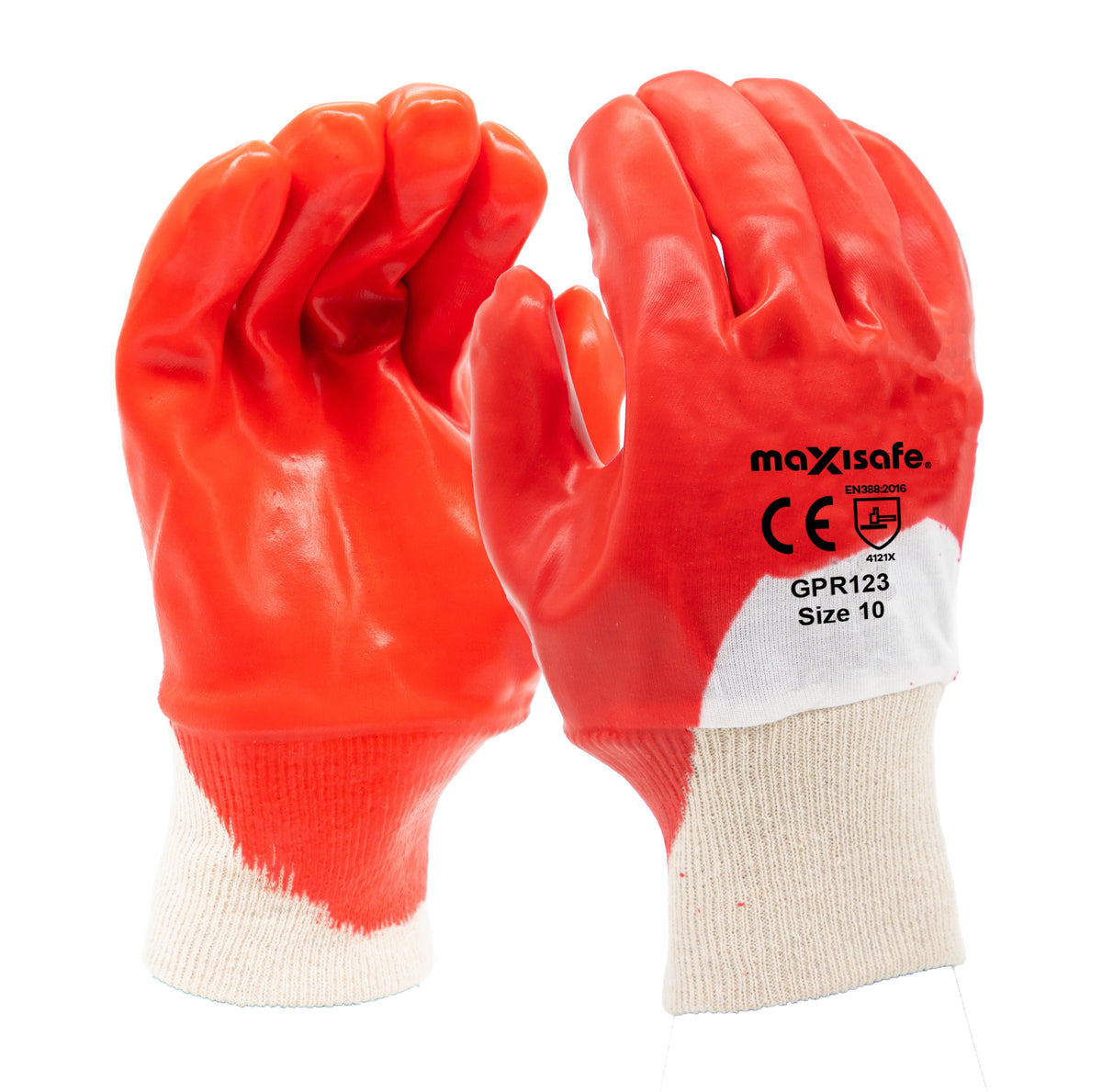 Red PVC Single Dipped Knit Wrist Gloves - view 1