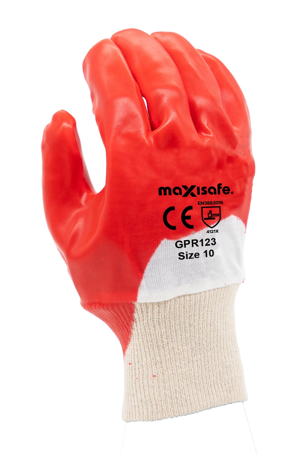 Red PVC Single Dipped Knit Wrist Gloves - view 2