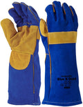 Blue & Gold Welders Gauntlet Reinforced Cross-Stitched - view 1