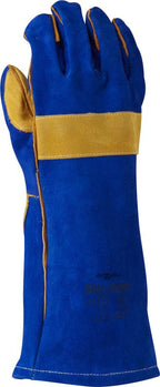 Blue & Gold Welders Gauntlet Reinforced Cross-Stitched - view 3