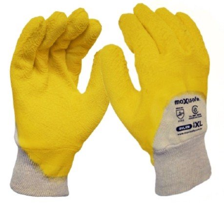 Yellow Latex Coated Glass Gripper Glove - view 1