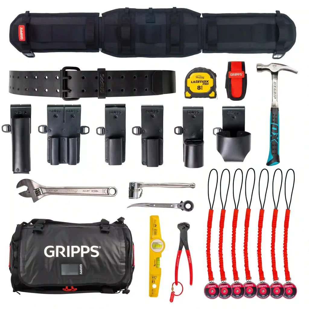 GRIPPS Scaffolders Kit - Leather 7 Tool Retractable with Back Support