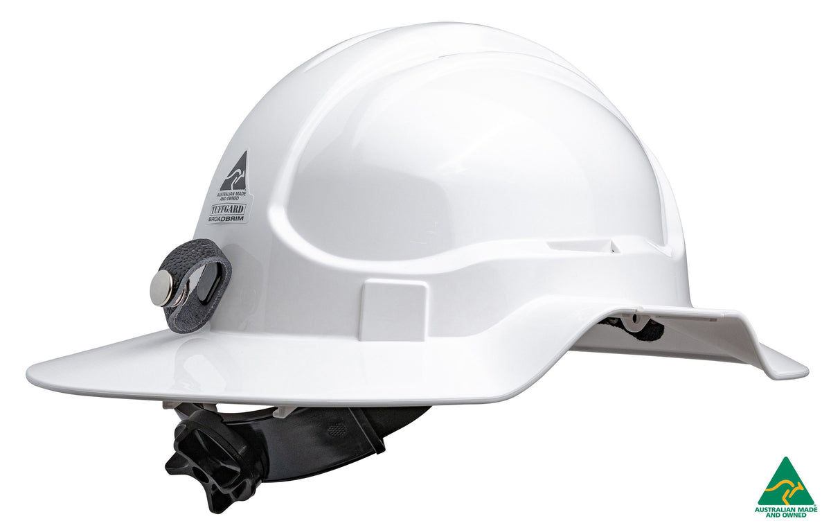 White Broadbrim Hard Hat Non-Vented with Metal Miners Bracket - view 2