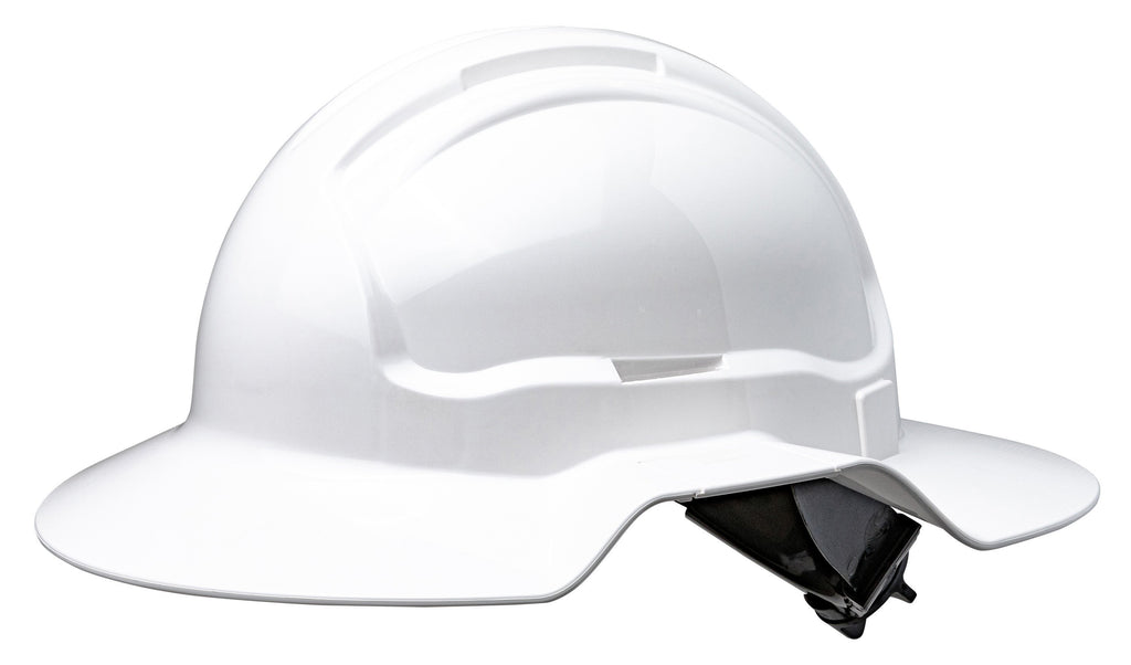 White Broadbrim Hard Hat with Plastic Miners Bracket - view 3