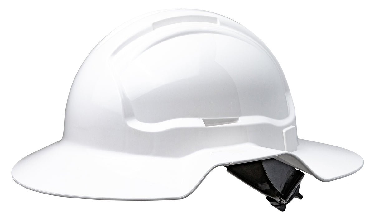 White Broadbrim Hard Hat with Plastic Miners Bracket - view 3