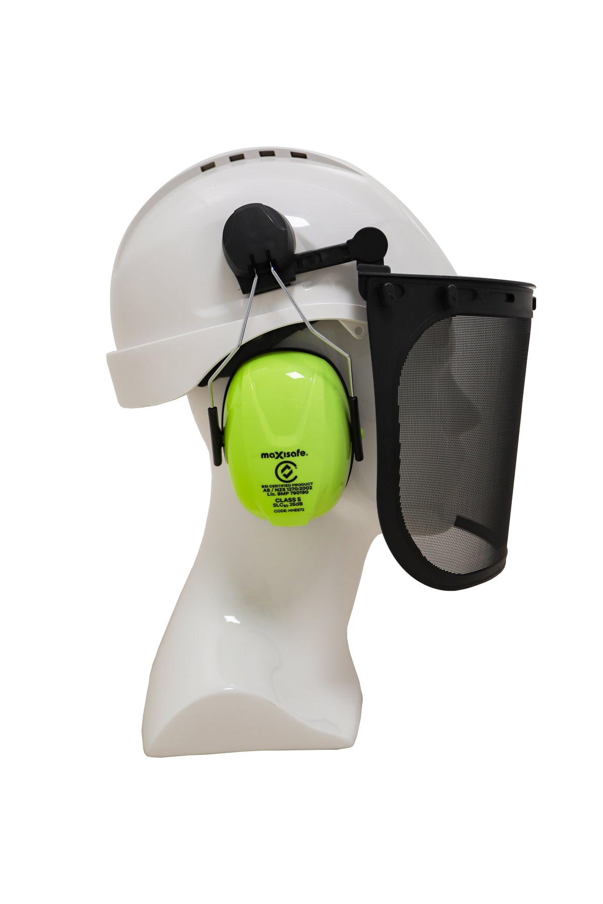 Forestry Kit - White Helmet with Mesh Visor and Earmuffs - view 3